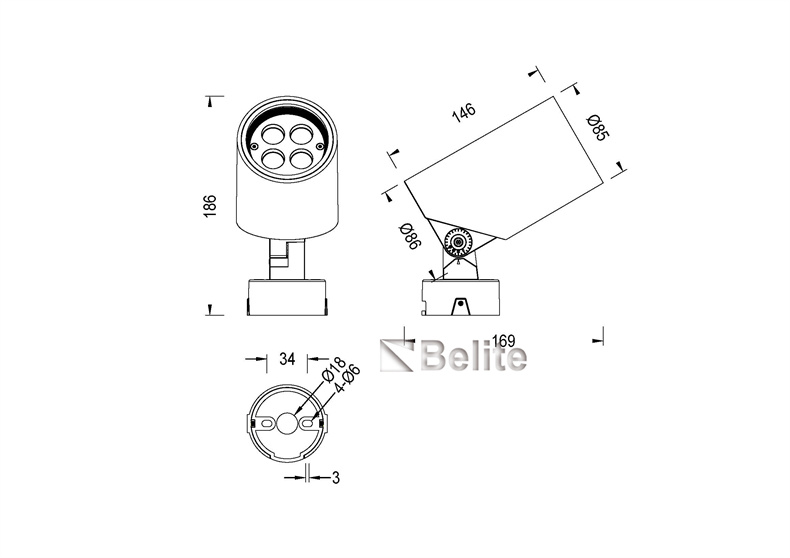 BELITE 15 cree cob w die cast aluminum led flood light housing dimmable led projector light