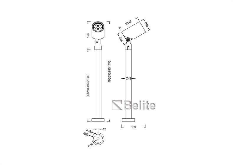 BELITE 9W projector light CREE AC220V DC24V Traic dimming