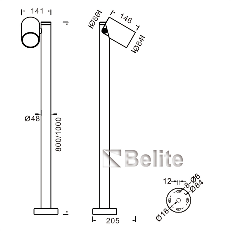 BELITE 12W IP65 led path light landscape spot light