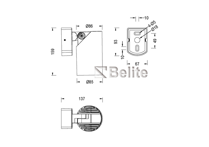 BELITE led wall mounted down light surface mounted waterproof wall light IP65 15W 22W AC/DC