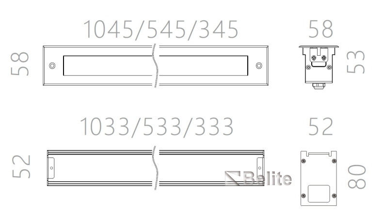 BELITE IP67 DMX LED Linear In-ground Light 24W 36W 1M 0.5M 0.3M