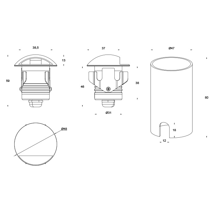 BELITE 4 Side Emitting Holes Led inground light  IP67 underground light